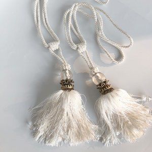Luxe Tassel Curtain/Drape Tiebacks, Cream (2)